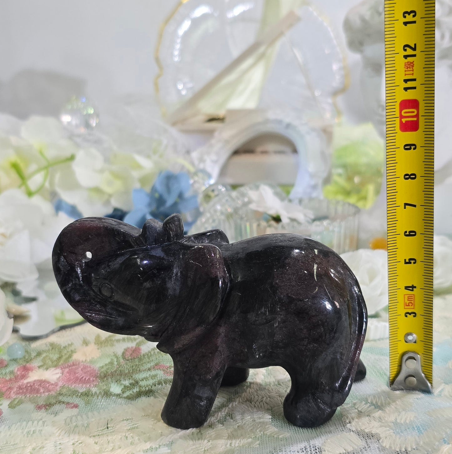 Natural Crystal-Garnet elephant carving