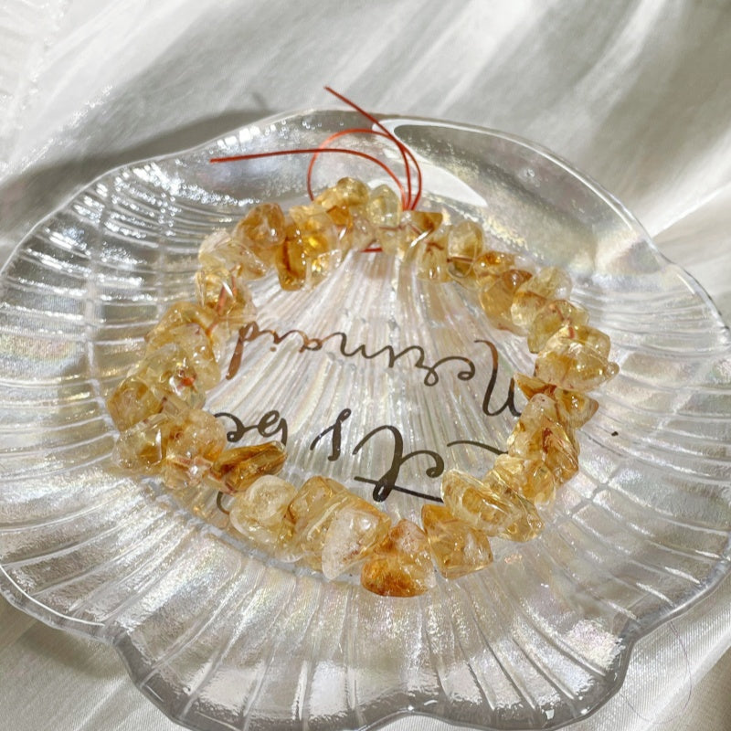 Natural Crystal - Yellow Tower Crystal Amorphous - Finished Beaded Bracelet