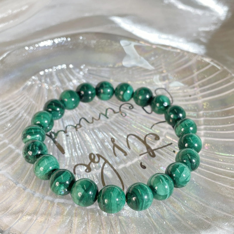 Natural crystal-malachite-finished beaded bracelet