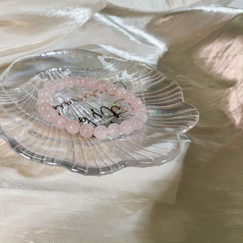 Natural crystal-grapefruit powder-finished beaded bracelet