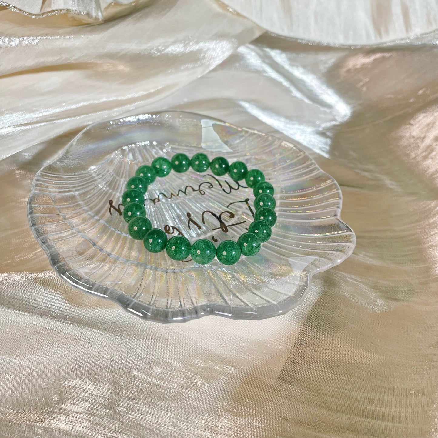 Natural Crystal - Green Strawberry Crystal - Finished Beaded Bracelet