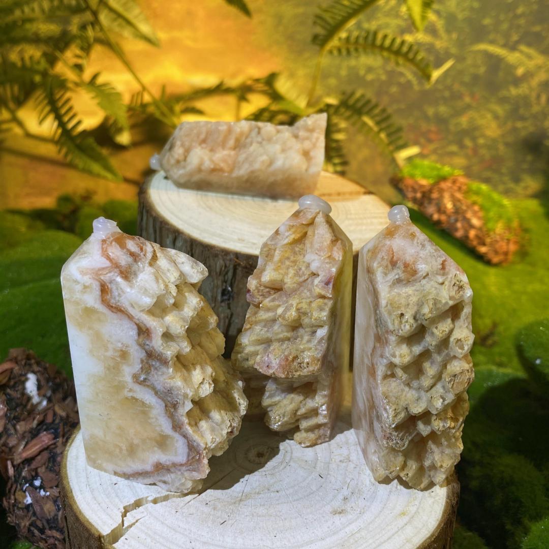 Crystal ornaments-pink calsite druzy