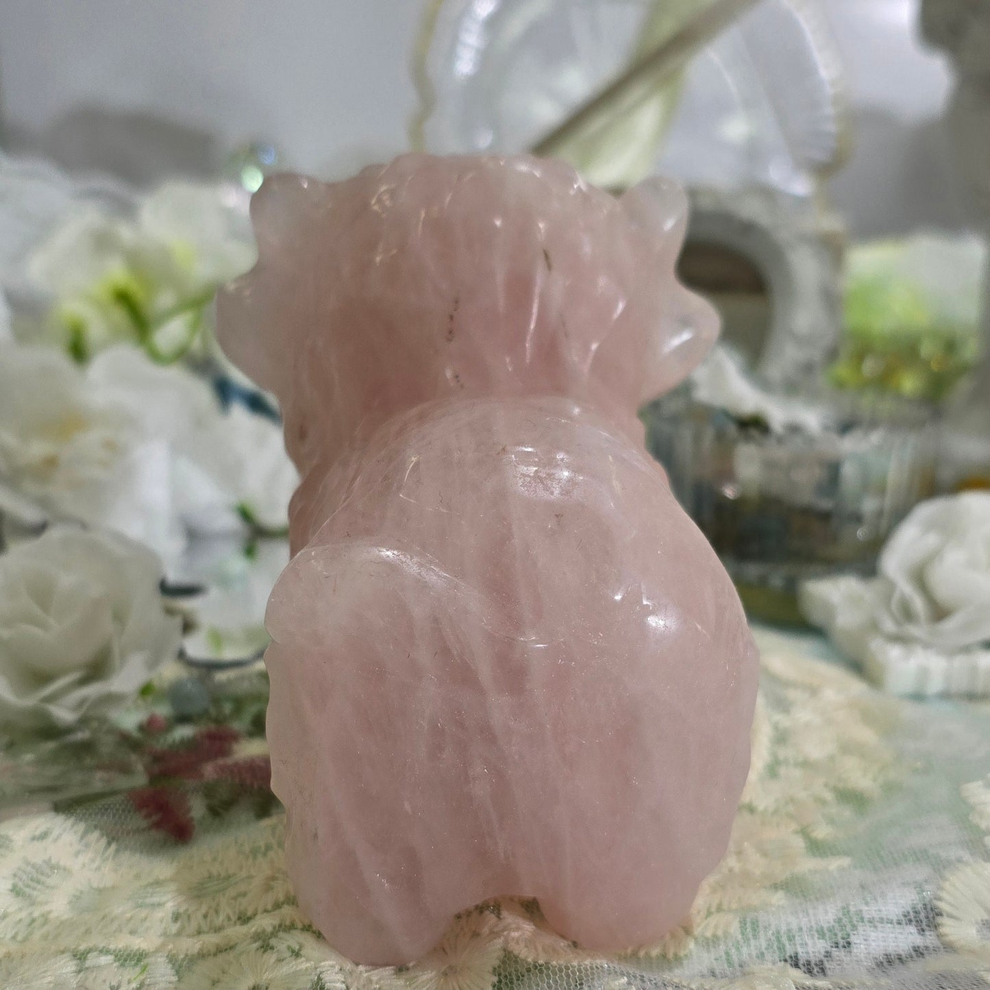 Natural Crystal-A pink quartz yak carving
