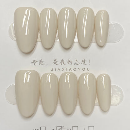 Minimalist Nude Series Handmade Press on nails - White-RT