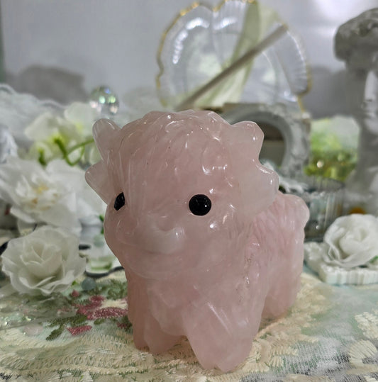 Natural Crystal-A pink quartz yak carving