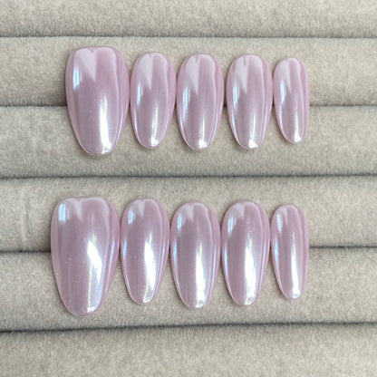Dark Pink chrome handmade nails-RT
