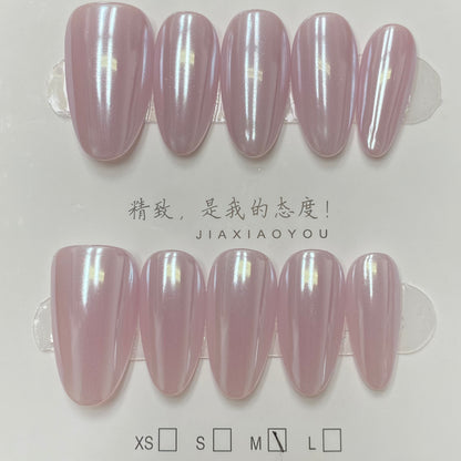 Dark Pink chrome handmade nails-RT