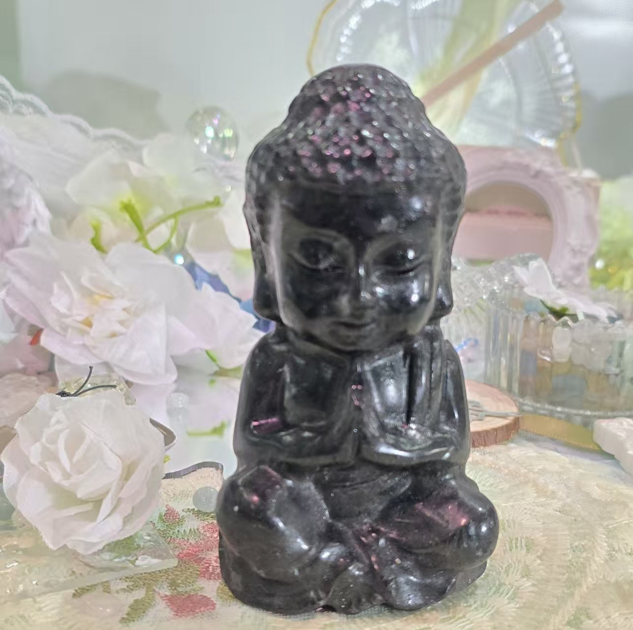 Natural Crystal - Fireworks Garnet Buddha Statue