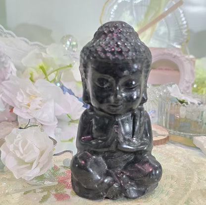 Natural Crystal - Fireworks Garnet Buddha Statue