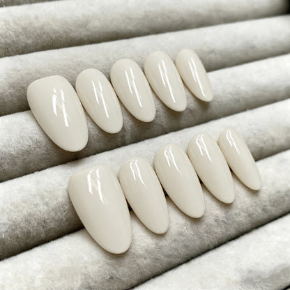 Minimalist Nude Series Handmade Press on nails - White-RT