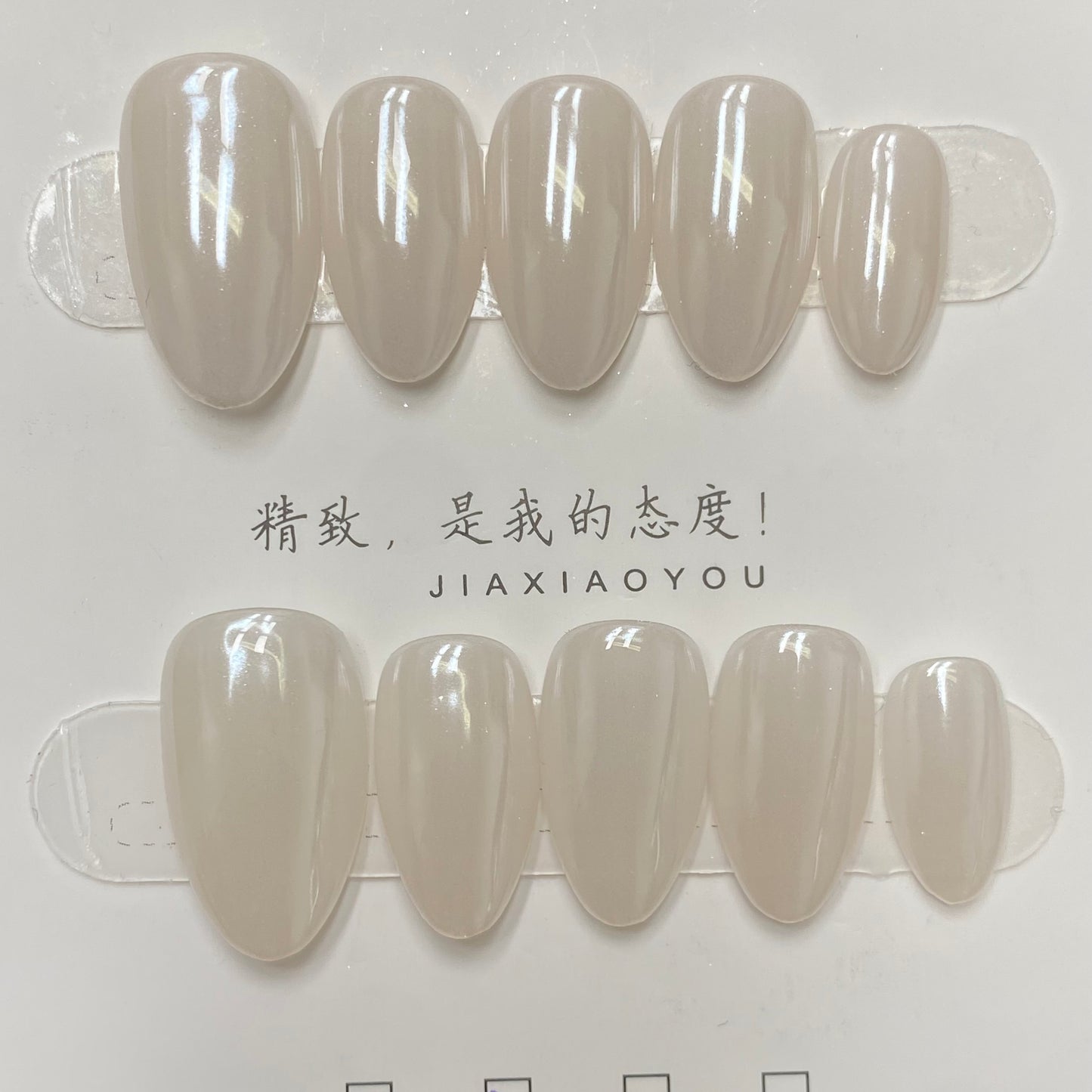 RT-White chrome handmade nails