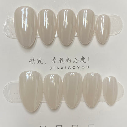 RT-White chrome handmade nails