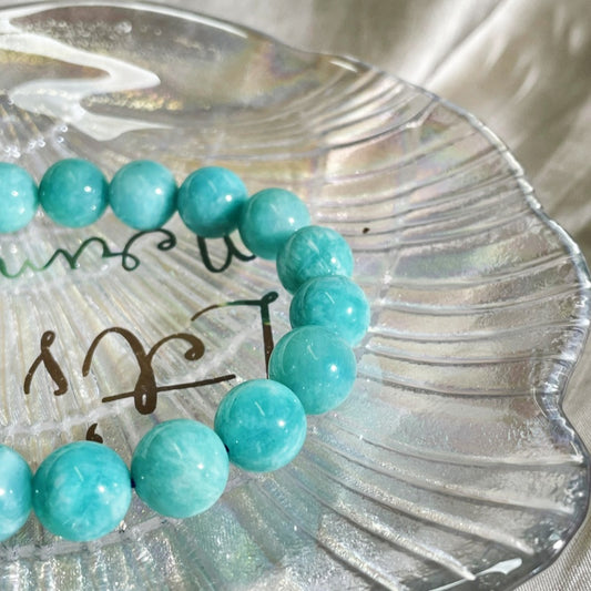 Natural Crystal-amazonite Stone-Finished Beaded Bracelet