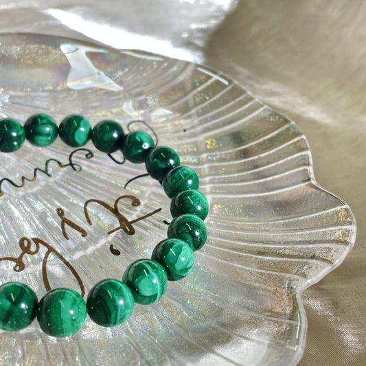 Natural crystal-malachite-finished beaded bracelet