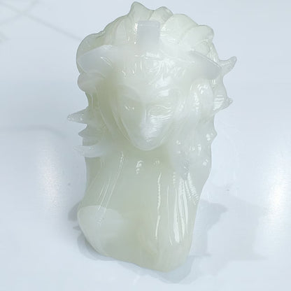 Natural Crystal - Medusa Crystal Ornament-Money agate、white jade