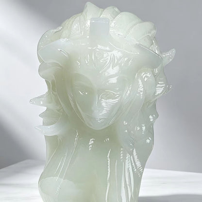 Natural Crystal - Medusa Crystal Ornament-Money agate、white jade