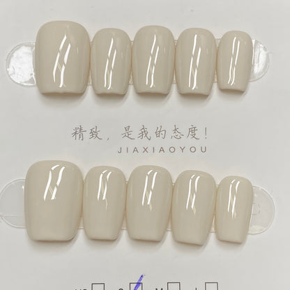 Minimalist Nude Series Handmade Press on nails - White-RT