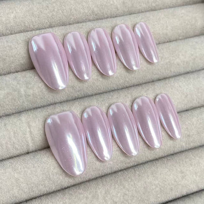 Dark Pink chrome handmade nails-RT