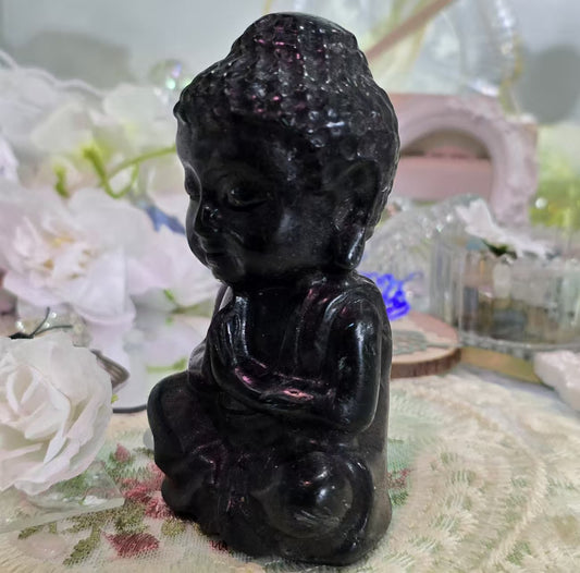 Natural Crystal - Fireworks Garnet Buddha Statue