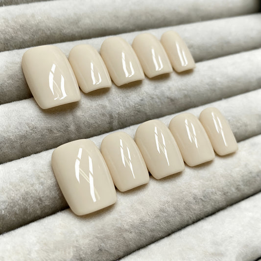 Minimalist Nude Series Handmade Press on nails - Yellow -RT