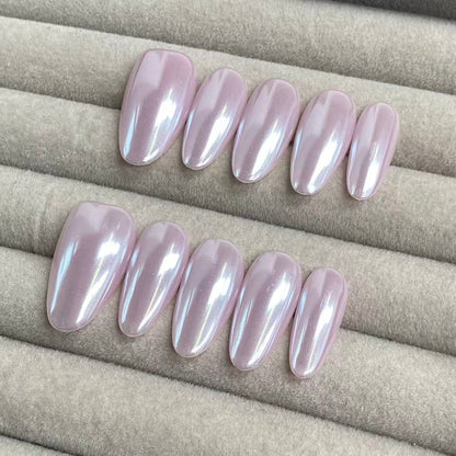 Dark Pink chrome handmade nails-RT