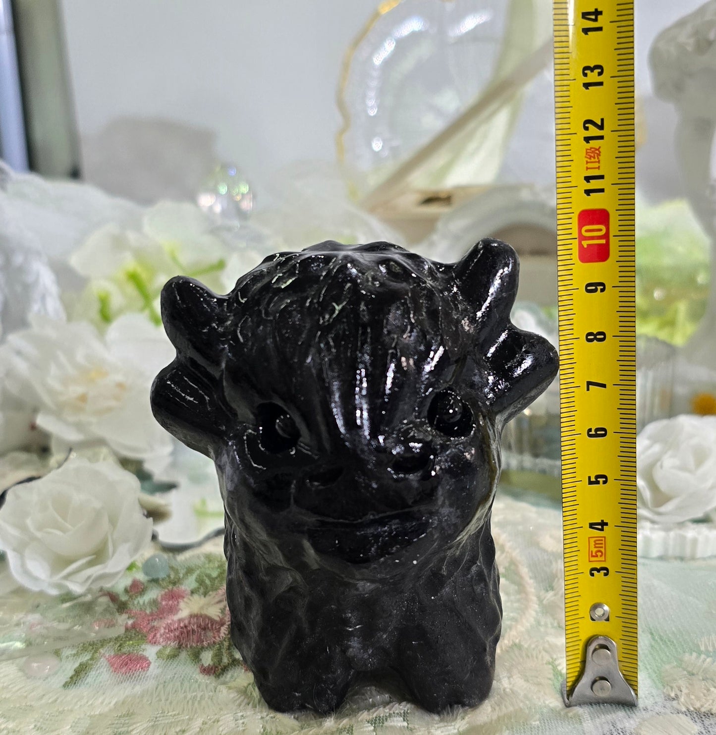Natural Crystal-Obsidian yak carving
