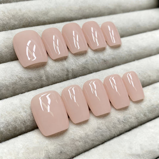 Minimalist Nude Series Handmade Press on nails- nude pink -RT