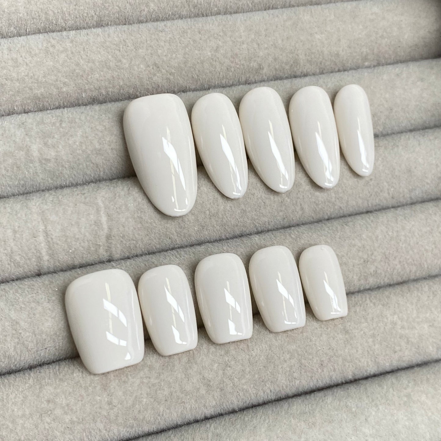 Minimalist Nude Series Handmade Press on nails - White-RT