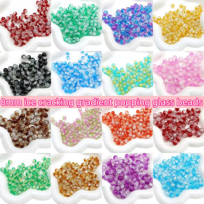 8mm glass popping beads - glass loose beads - handmade beaded bracelet DIY two-color popping beads