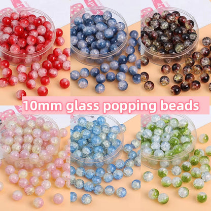 10mm glass popping beads - glass loose beads - handmade beaded bracelet DIY two-color popping beads