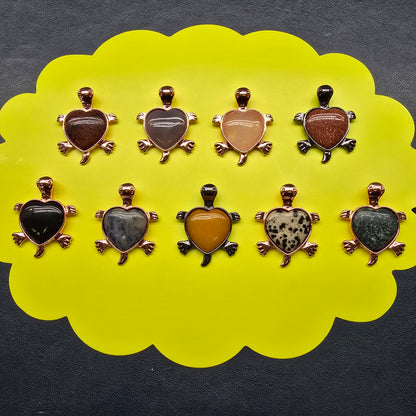 Natural crystal-turtle pendants of various materials