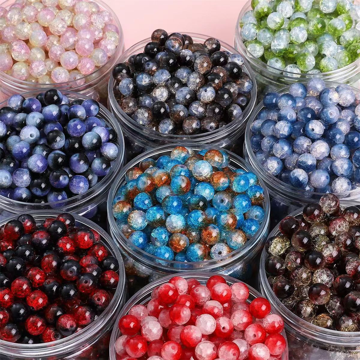 10mm glass popping beads - glass loose beads - handmade beaded bracelet DIY two-color popping beads